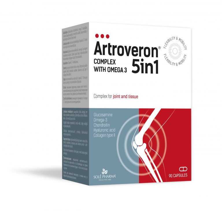 Artroveron 5 in 1 with Omega 3 Plus for joints health.